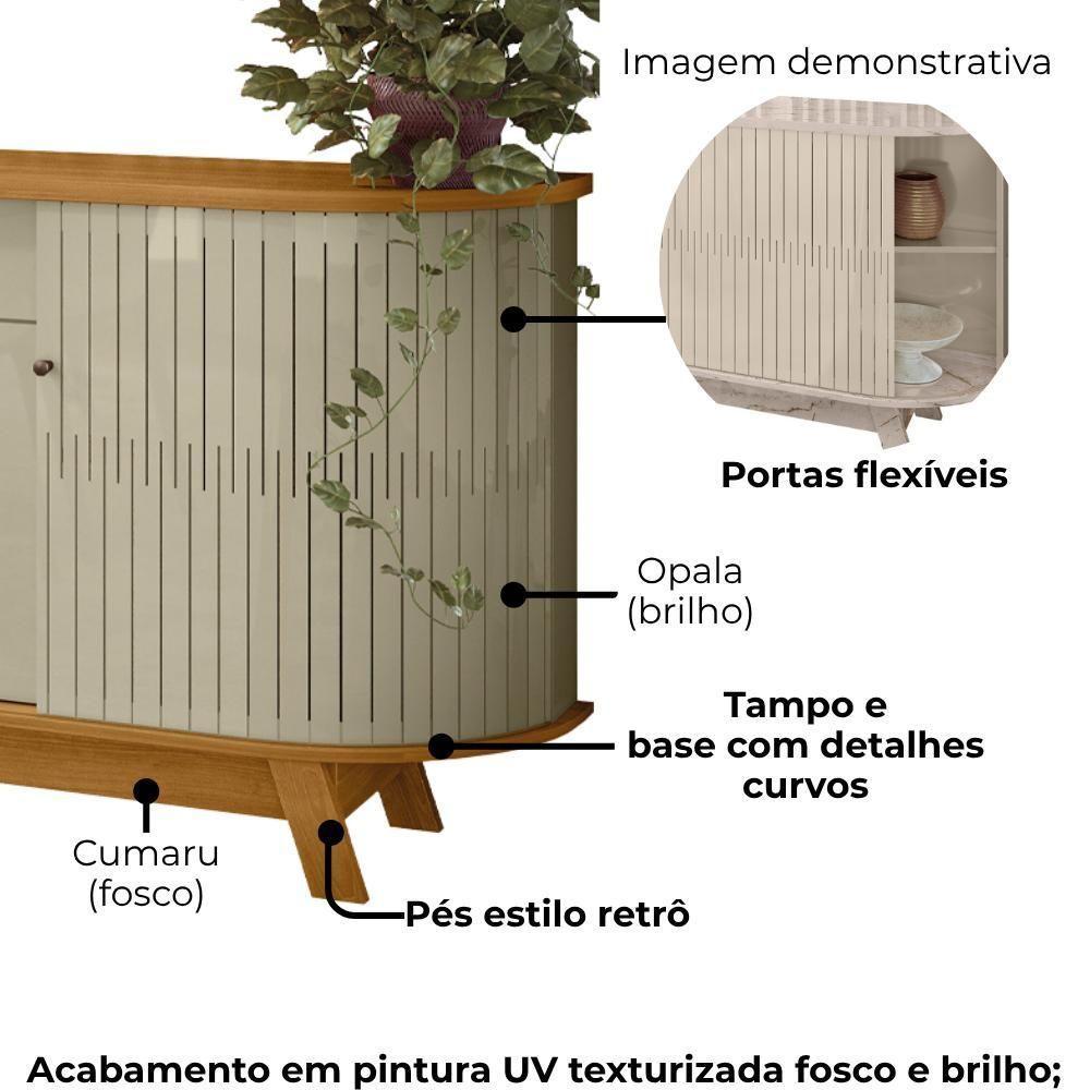 Buffet Aparador 4 Portas 183 Cm Monaco Cumaru Opala Madetec  - 6