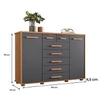 Cômoda Quarto Fontana Com 7 Gavetas E 2 Portas Freijo/Titanium - 4