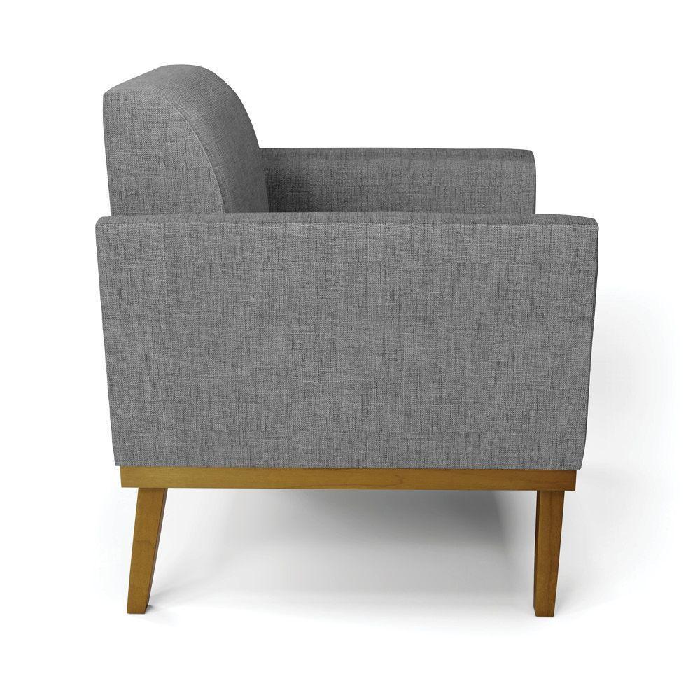 Sofá Namoradeira Base De Madeira Fixa Castanho Marisa Linho D03 - D?rossi Cor A26 Grafite - 3