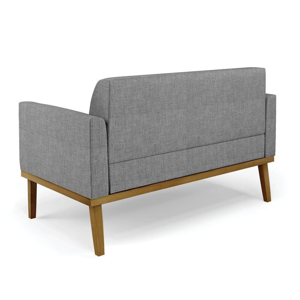 Sofá Namoradeira Base De Madeira Fixa Castanho Marisa Linho D03 - D?rossi Cor A26 Grafite - 5