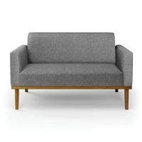 Sofá Namoradeira Base De Madeira Fixa Castanho Marisa Linho D03 - D?rossi Cor A26 Grafite - 7