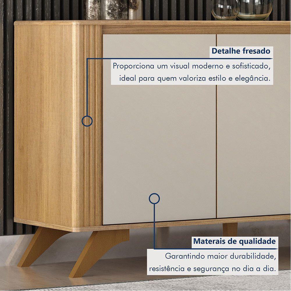 Buffet 3 Portas 2 Prateleira Pampulha Valdemoveis Cinamomo/off White - 6
