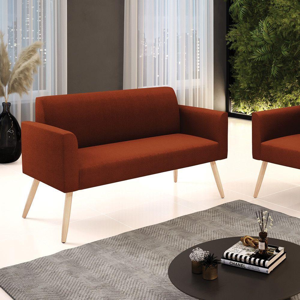 Sofá 2 Lugares Namoradeira Pé Palito Natural Marisa Bouclê Terra D03 - D'rossi - 3