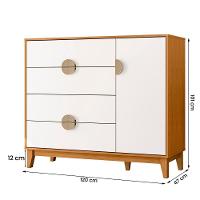 Cômoda Sapateira Ipe Quarto Com 4 Gavetas E 1 Porta Cinamomo/Branco - 4