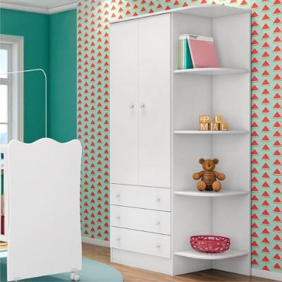 Guarda-roupa Infantil Aurora C Prateleiras 2 Portase 3 Gavetas Branco