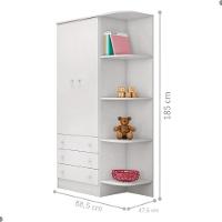 Guarda-roupa Infantil Aurora C Prateleiras 2 Portase 3 Gavetas Branco - 2