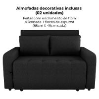 Sofa Cama 2 Lugares 138 Cm Amora Tecido Pompeia G501 Milani Store Chumbo - 5