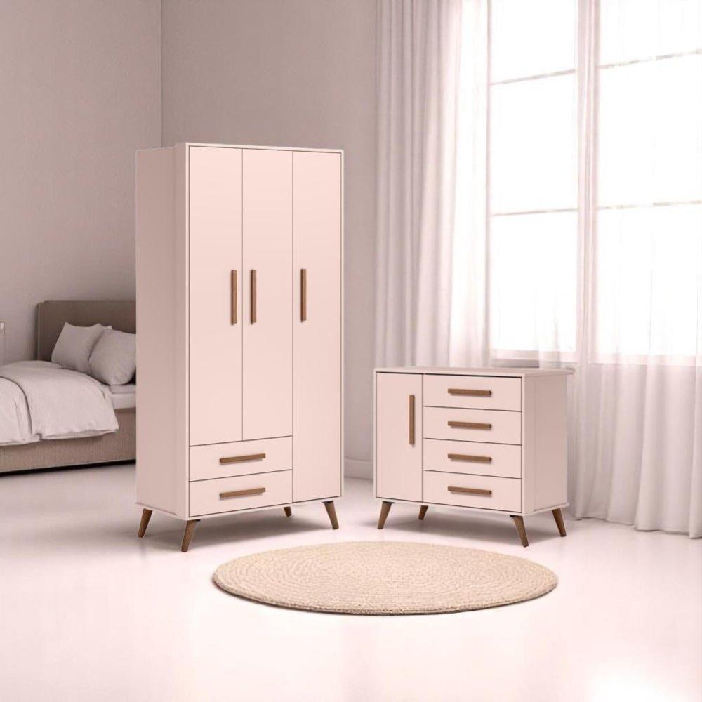 G. Roupa 3pts/2gv Q Encanto Retro Rosa (3830.91) + Comoda Sap. 1pt/4gav Q Encanto Retro Rosa (3825.91) - 1