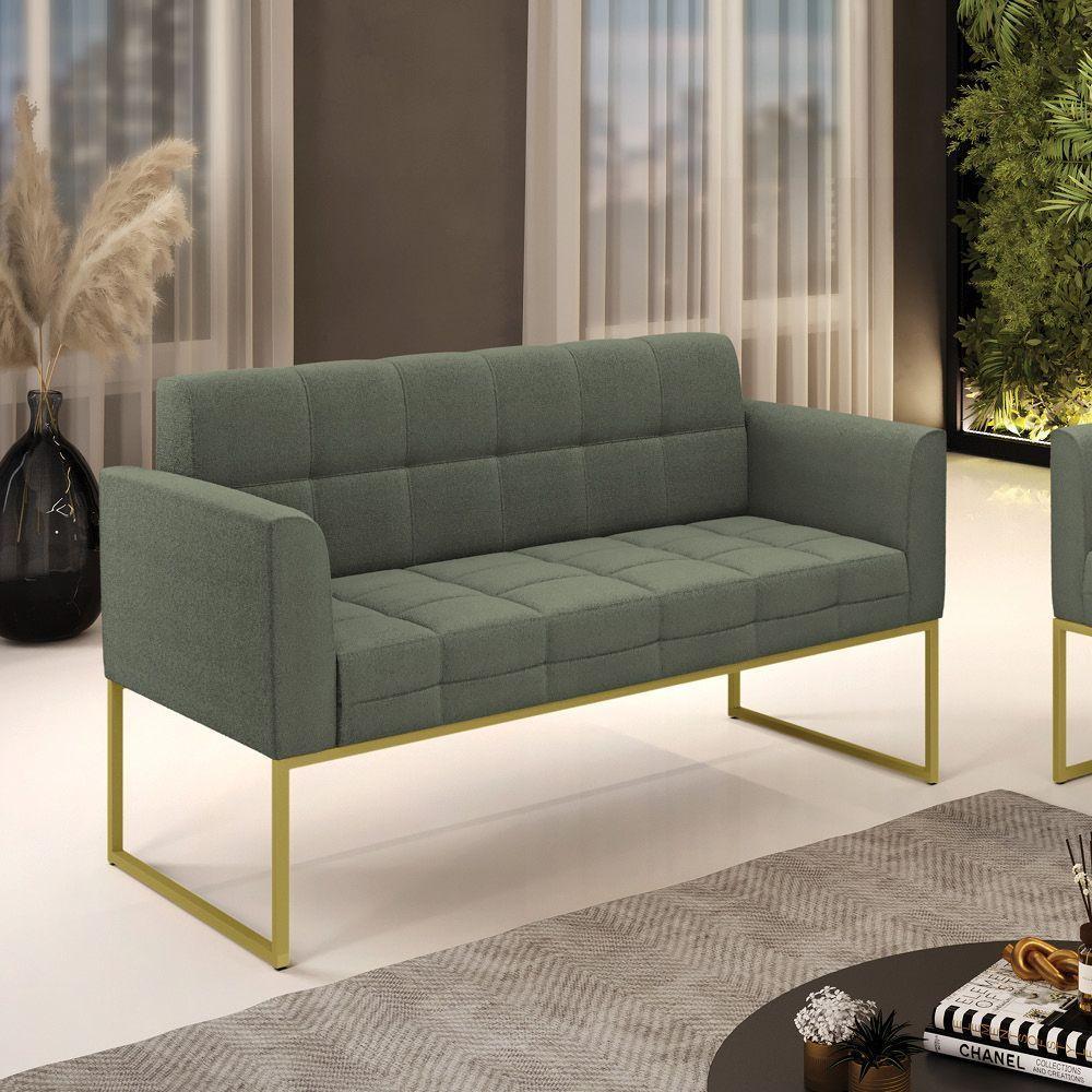 Namoradeira E Poltrona Industrial Dourado Elisa Bouclê D03 - D?rossi Cor Verde Pistache - 3