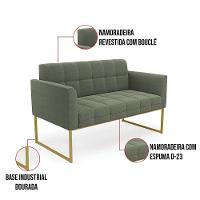 Namoradeira E Poltrona Industrial Dourado Elisa Bouclê D03 - D?rossi Cor Verde Pistache - 7