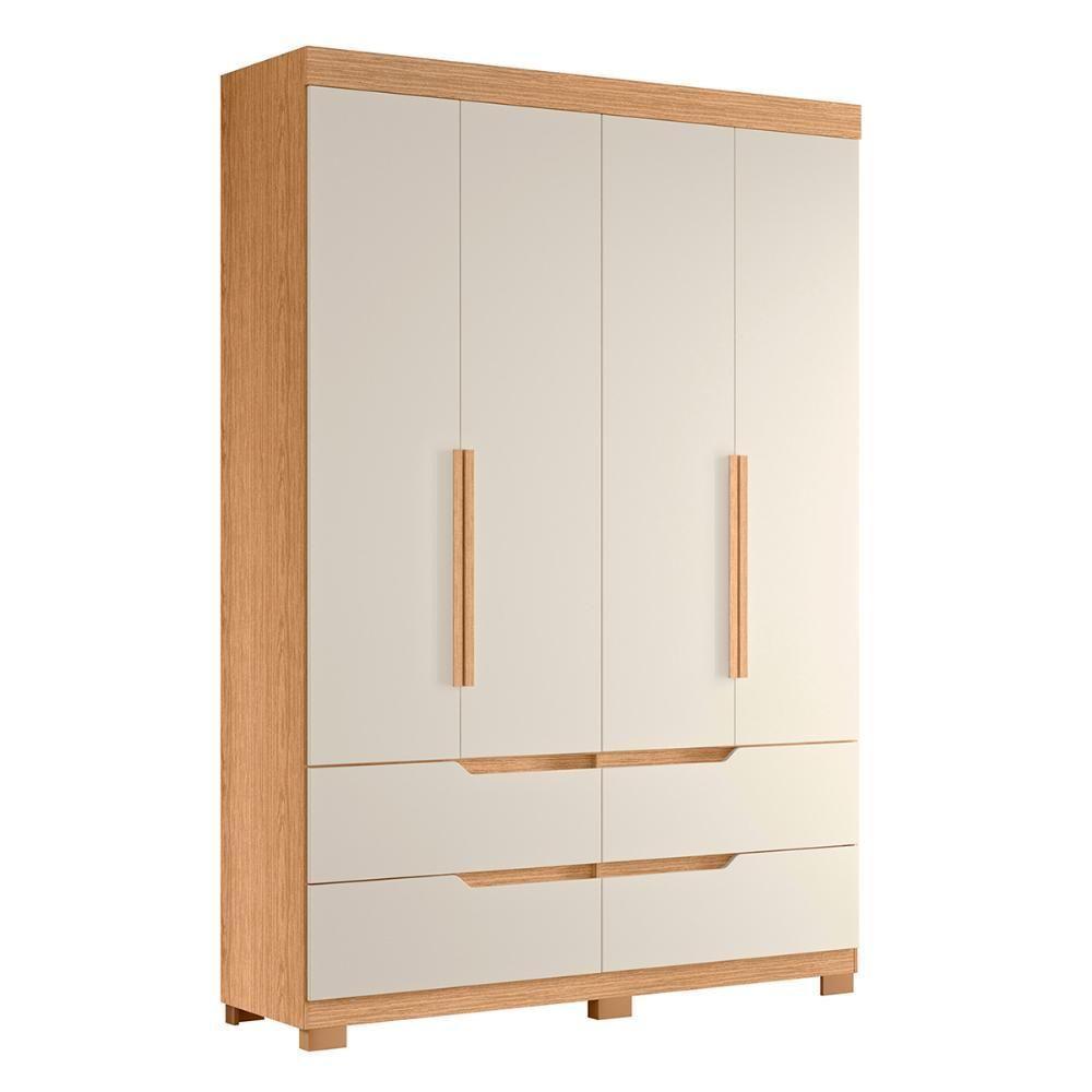Guarda Roupa Doble Quarto Com 4 Portas E 4 Gavetas Freijo/Off White - 1