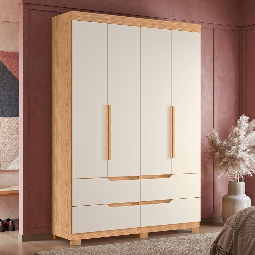 Guarda Roupa Doble Quarto Com 4 Portas E 4 Gavetas Freijo/Off White - 2