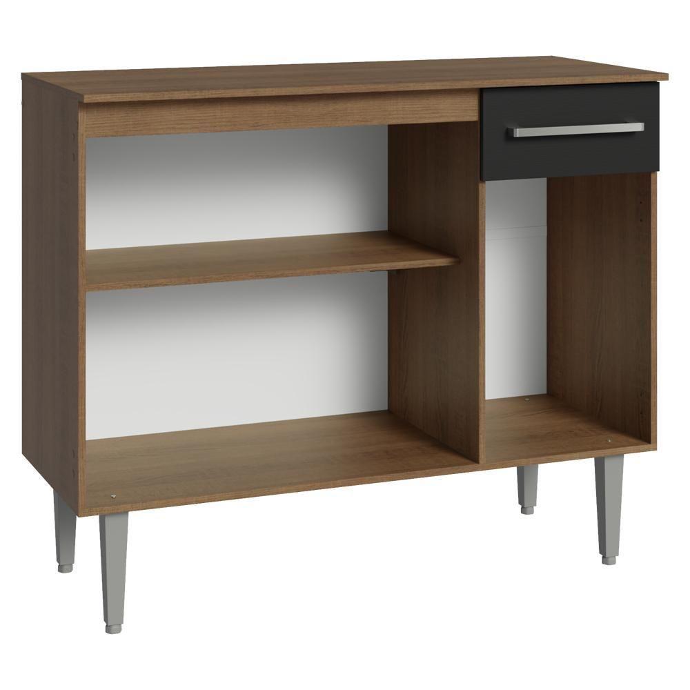 Buffet Aparador 105cm 3 Portas E 1 Gaveta Madesa Rustic/preto - 5