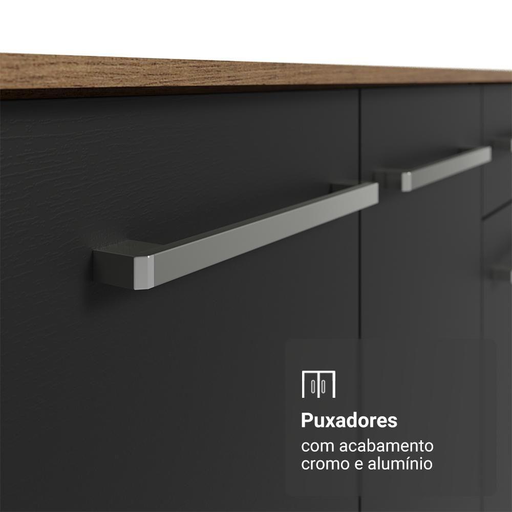 Buffet Aparador 105cm 3 Portas E 1 Gaveta Madesa Rustic/preto - 6