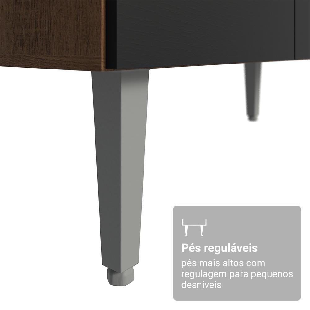 Buffet Aparador 105cm 3 Portas E 1 Gaveta Madesa Rustic/preto - 8