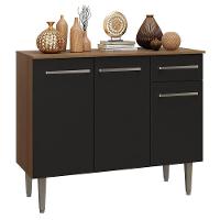 Buffet Aparador 105cm 3 Portas E 1 Gaveta Madesa Rustic/preto - 2