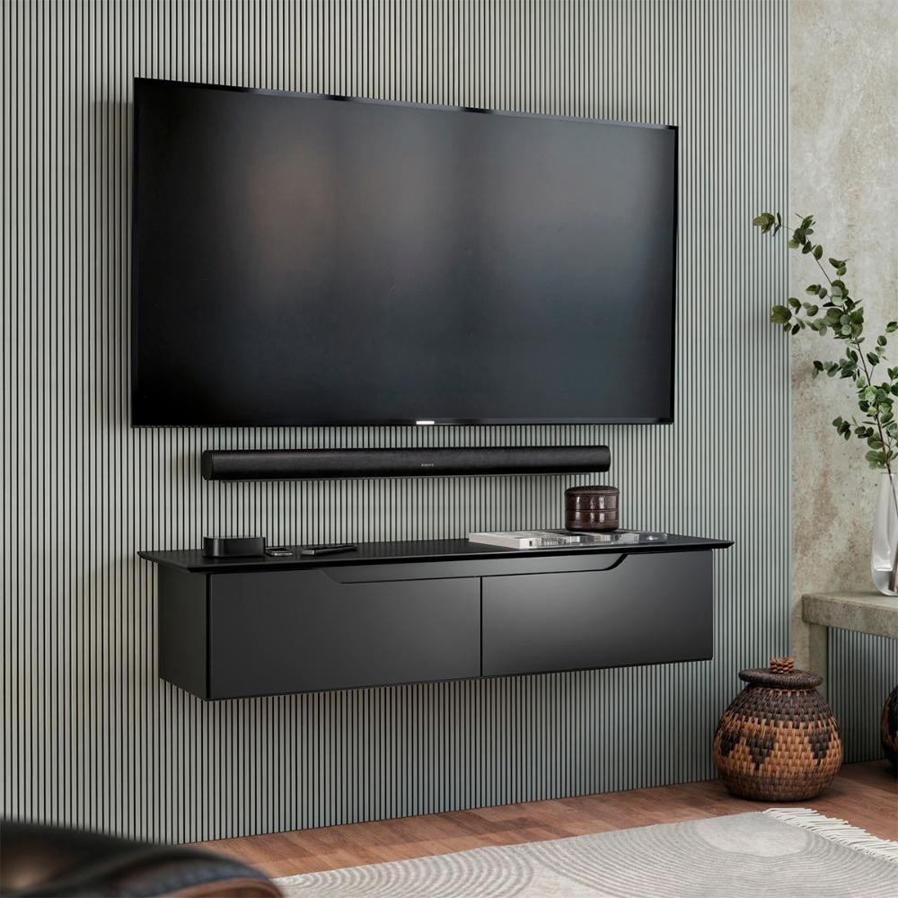 Rack Aparador Suspenso Flow Com 2 Portas Basculante Preto - 2