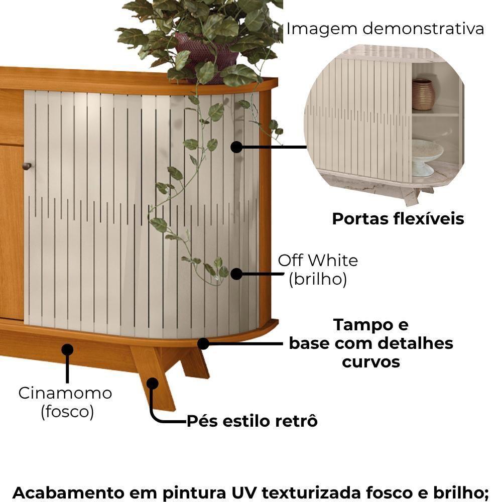 Buffet Aparador 4 Portas 183 Cm Monaco Cinamomo Off White Madetec - 6