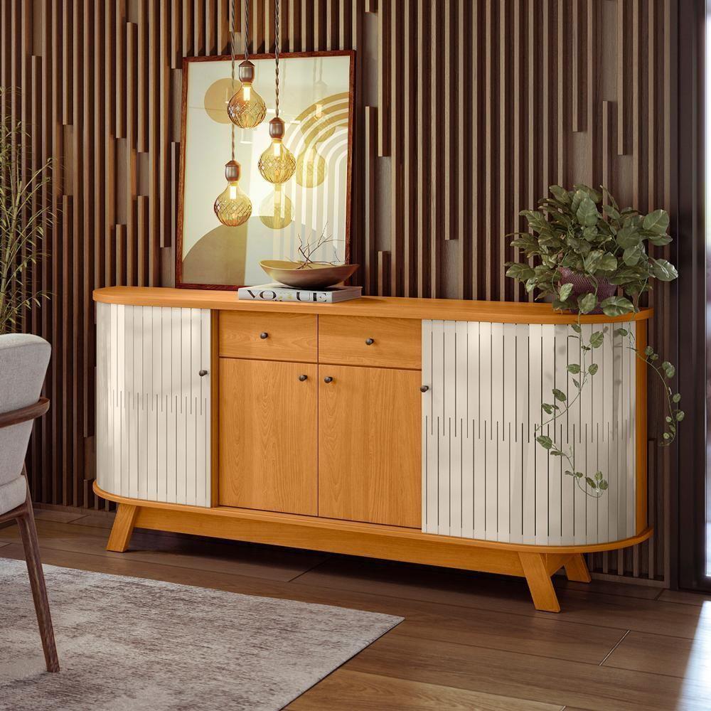 Buffet Aparador 4 Portas 183 Cm Monaco Cinamomo Off White Madetec - 7