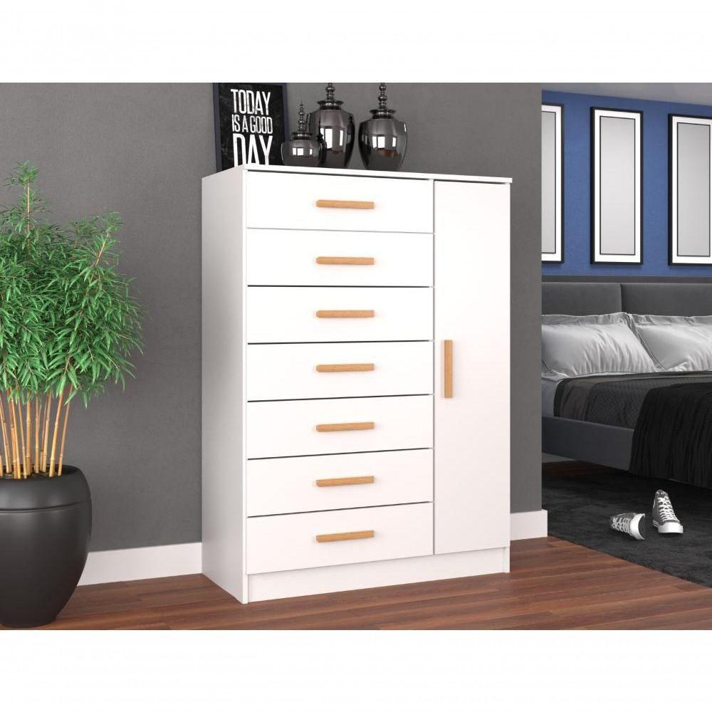 Cômoda New Mônaco Infantil 1 Porta E 7 Gavetas Branco - 2