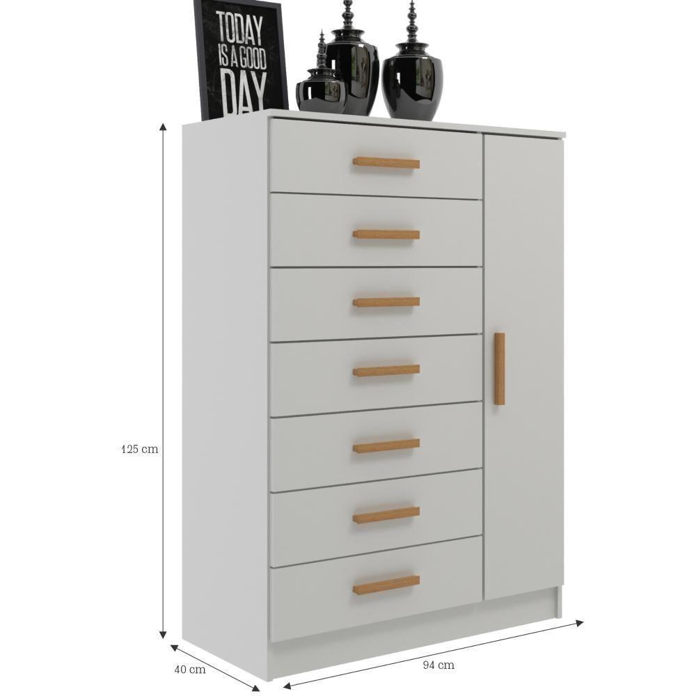 Cômoda New Mônaco Infantil 1 Porta E 7 Gavetas Branco - 4