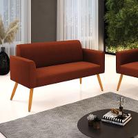 Sofá 2 Lugares Namoradeira Pé Palito Castanho Marisa Bouclê Terra D03 - D'rossi - 2