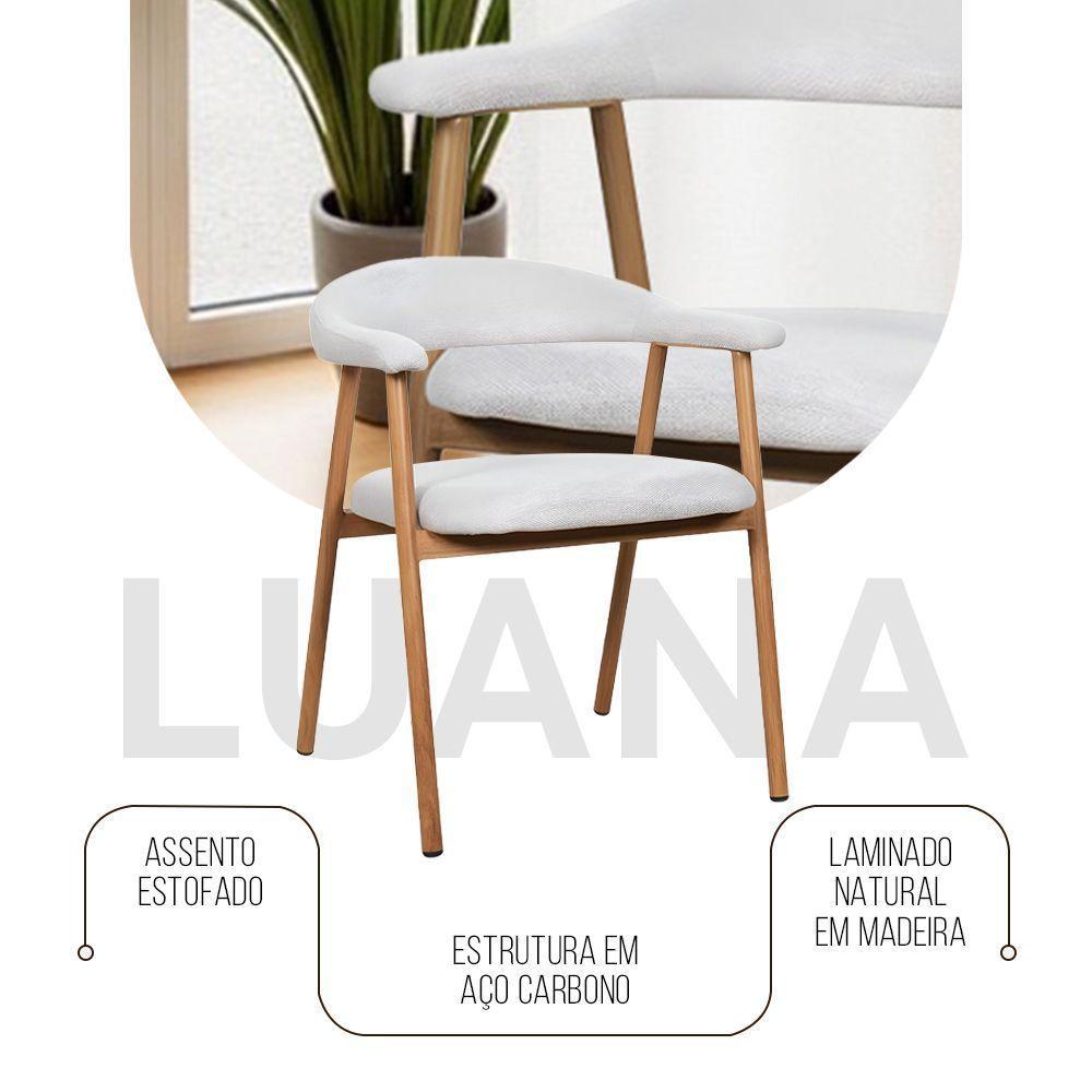 Kit 4 Cadeiras De Jantar Luana Estrutura Aço Carbono Laminado Natural Com Estofado Linho Cru - 2
