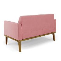 Sofá Namoradeira Base De Madeira Fixa Castanho Marisa Suede D03 - D?rossi Cor Rose - 7