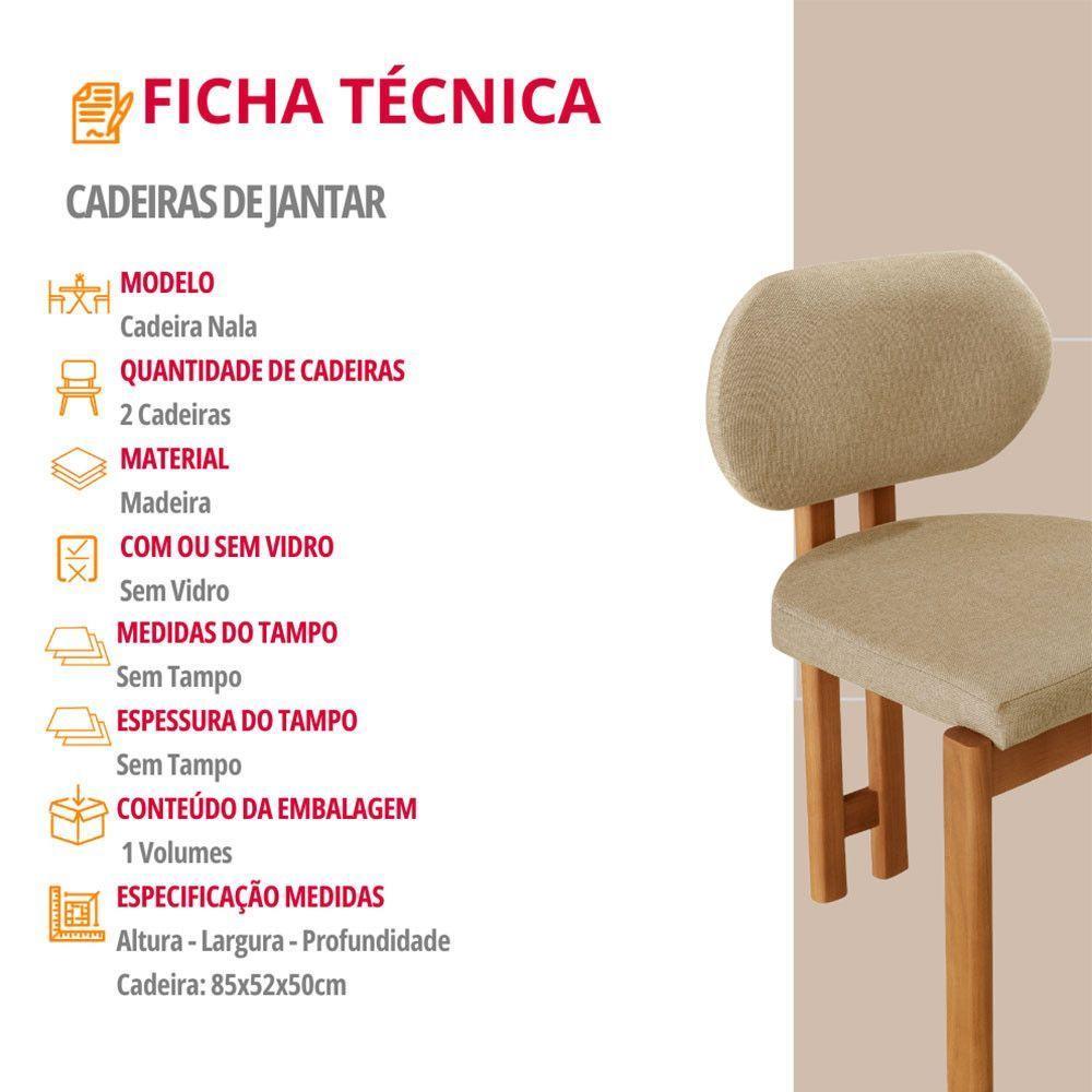 Conjunto Com 2 Cadeiras Madeira Nala Ambar / Imbuia Nat. - 4