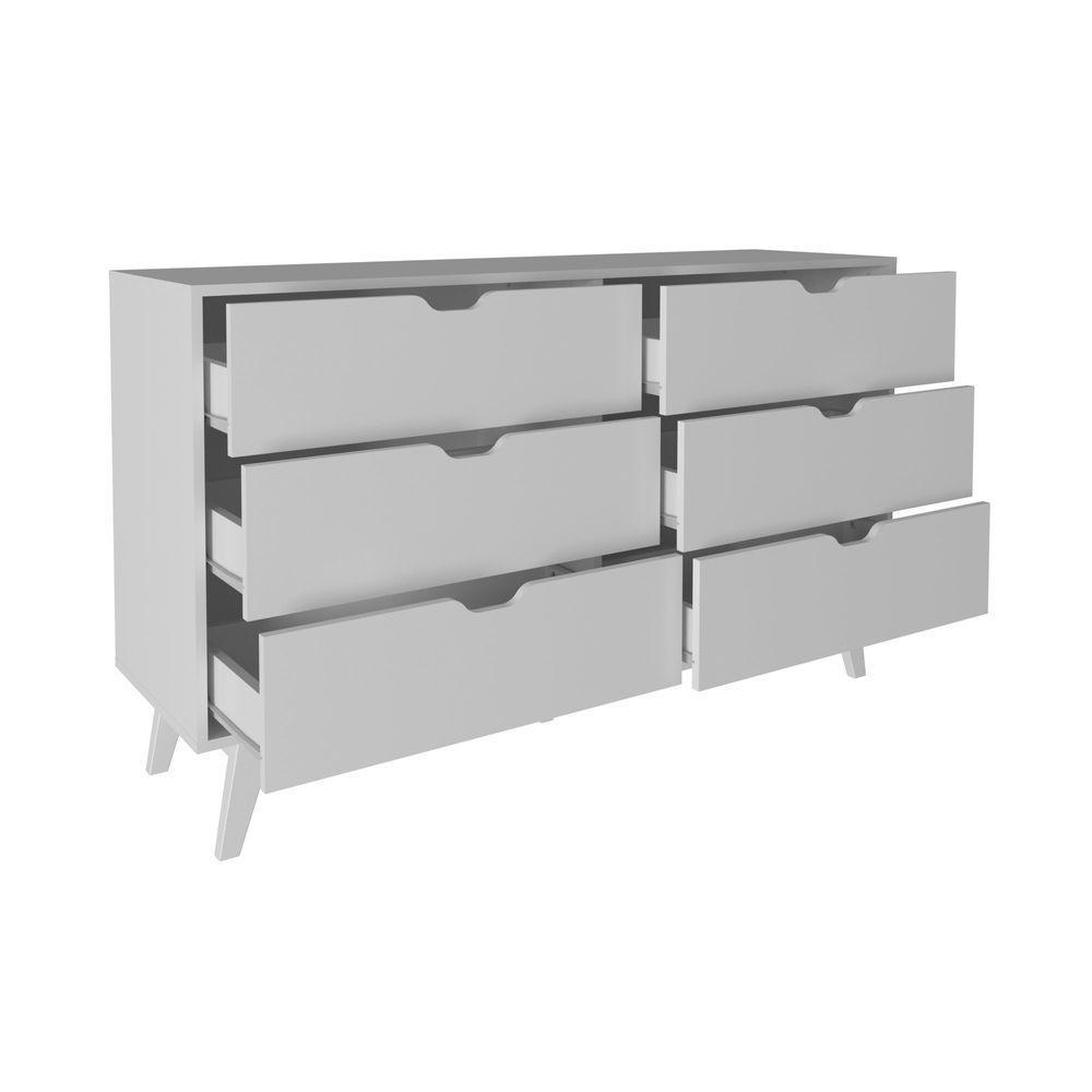 Cômoda De 136cm Com 6 Gavetas E Pé Cônico Branco - 3