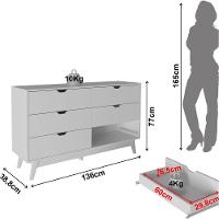 Cômoda De 136cm Com 6 Gavetas E Pé Cônico Branco - 4