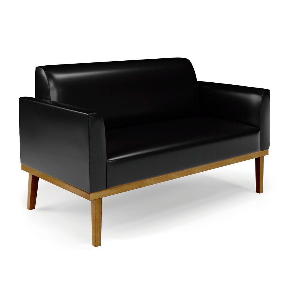 Sofá Namoradeira Com 2 Poltronas Base De Madeira Fixa Castanho Marisa Corano Preto D03 - D?rossi - 2