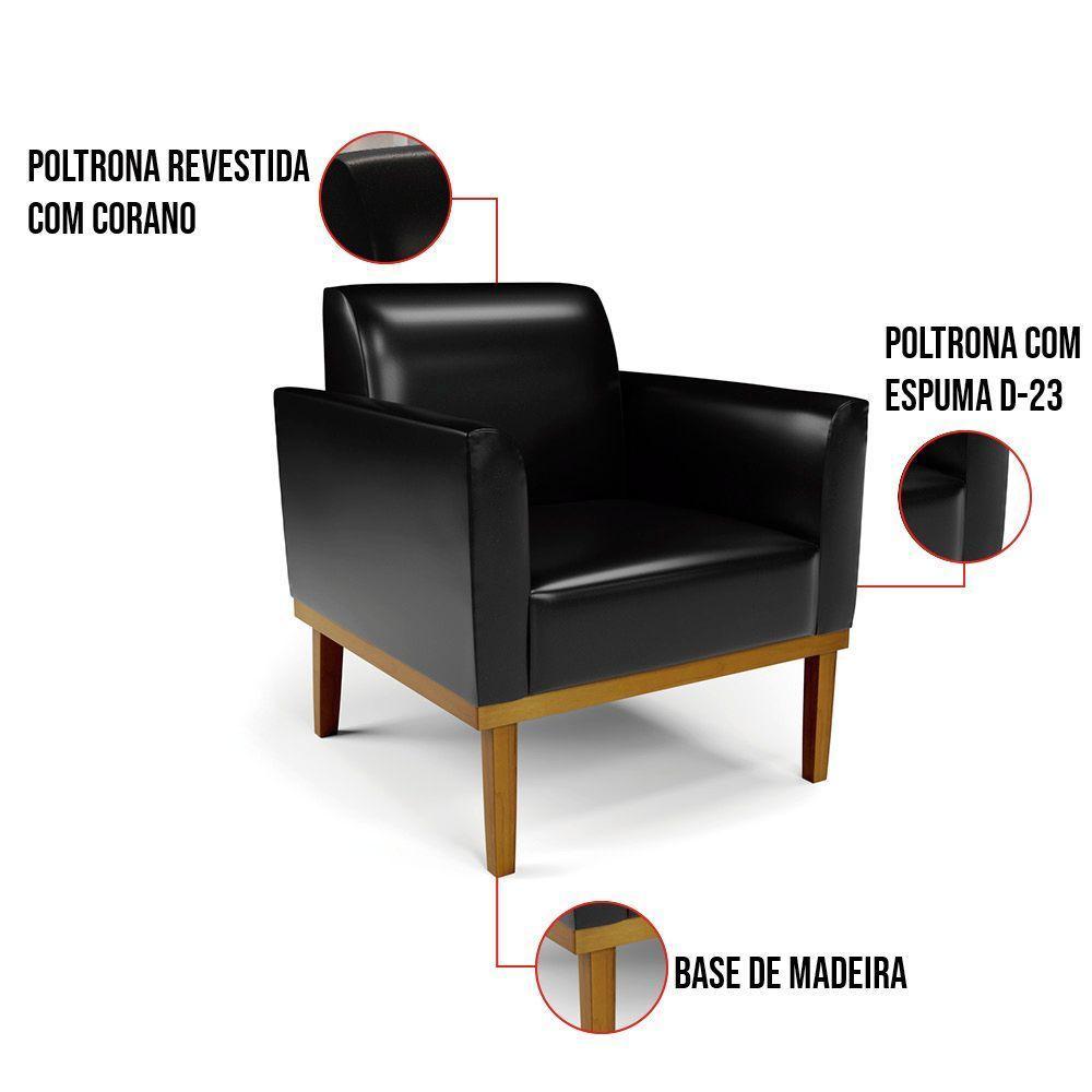 Sofá Namoradeira Com 2 Poltronas Base De Madeira Fixa Castanho Marisa Corano Preto D03 - D?rossi - 7