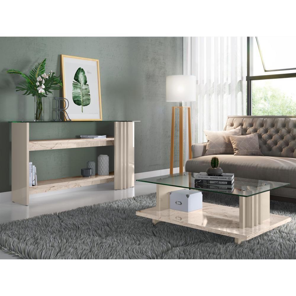 Conjunto Com Aparador E Mesa De Centro Nora Calacata Off-white - 9