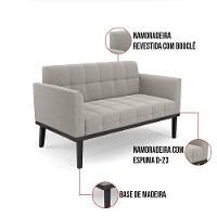 Namoradeira 2 Poltronas Base Madeira Fixa Pto Elisa Bouclê D03 - D?rossi Cor Cinza - 2