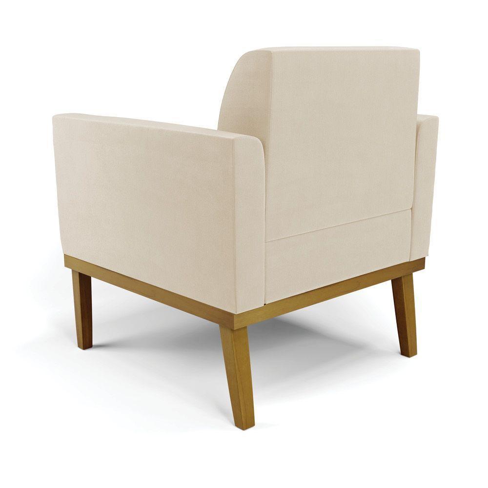 Sofá Namoradeira Com Poltrona Base De Madeira Fixa Castanho Marisa Suede D03 - D?rossi Cor Bege - 2