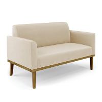 Sofá Namoradeira Com Poltrona Base De Madeira Fixa Castanho Marisa Suede D03 - D?rossi Cor Bege - 7