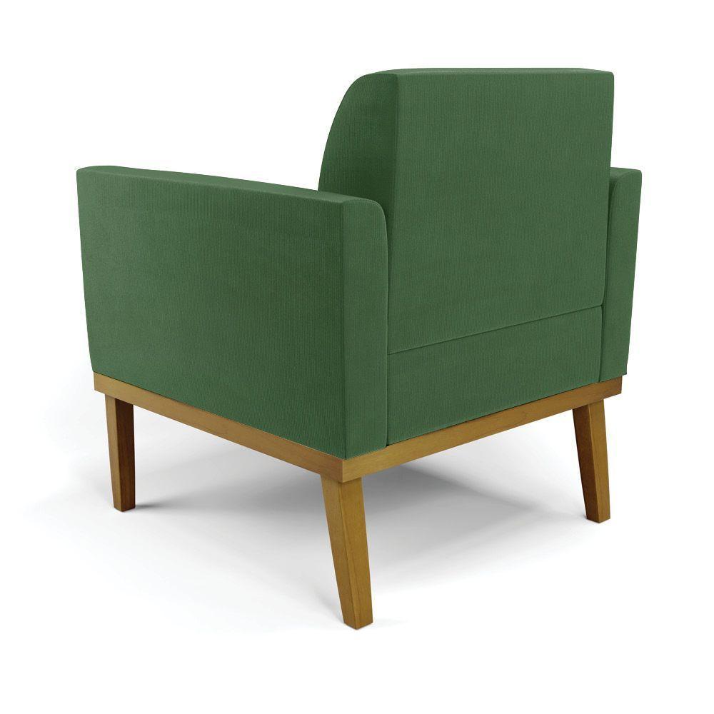 Sofá Namoradeira Com Poltrona Base De Madeira Fixa Castanho Marisa Suede D03 - D?rossi Cor Verde - 3