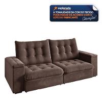 Sofá Retrátil E Reclinável 3 Lugares 2,30m Com Porta Copos Veludo New Coliseu Selmer Marrom - 5