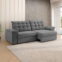 Sofá Retrátil E Reclinável Bipartido 2,50m 4 Lugares Palermo Slim Luizzi Chumbo - 2