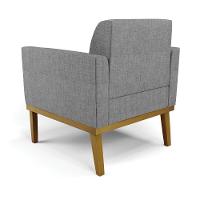 Sofá Namoradeira Com Poltrona Base De Madeira Fixa Castanho Marisa Linho Grafite A26 D03 - D?rossi - 7