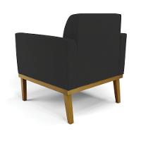 Sofá Namoradeira Com 2 Poltronas Base De Madeira Fixa Castanho Marisa Veludo D03 - D?rossi Cor Preto - 8