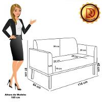 Sofá Namoradeira Com Poltrona Base De Madeira Fixa Castanho Marisa Suede D03 - D?rossi Cor Cinza - 6