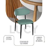 Kit 2 Cadeiras De Jantar Lucy Estrutura Aço Carbono Laminado Preto Com Estofado Linho Verde - 2