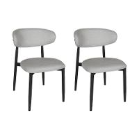 Kit 2 Cadeiras De Jantar Lucy Estrutura Aço Carbono Laminado Preto Com Estofado Linho Cinza - 1