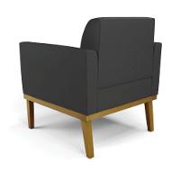 Sofá Namoradeira Com 2 Poltronas Base De Madeira Fixa Castanho Marisa Corino Preto D03 - D?rossi - 3