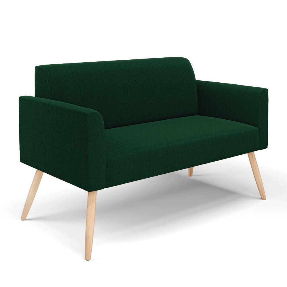 Sofá 2 Lugares Namoradeira Pé Palito Natural Marisa Bouclê Verde D03 - D'rossi - 1