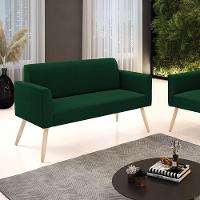 Sofá 2 Lugares Namoradeira Pé Palito Natural Marisa Bouclê Verde D03 - D'rossi - 2