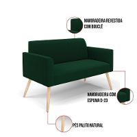 Sofá 2 Lugares Namoradeira Pé Palito Natural Marisa Bouclê Verde D03 - D'rossi - 3
