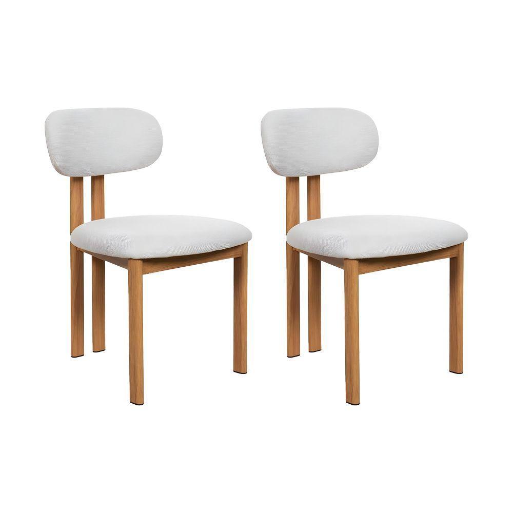Kit 2 Cadeiras De Jantar Tulipa Estrutura Aço Carbono Laminado Natural Com Estofado Linho Cru - 1